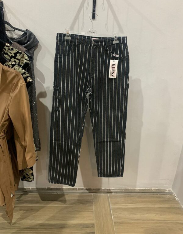 Jeans uomo amish color nero con strisce bianche taglia 33